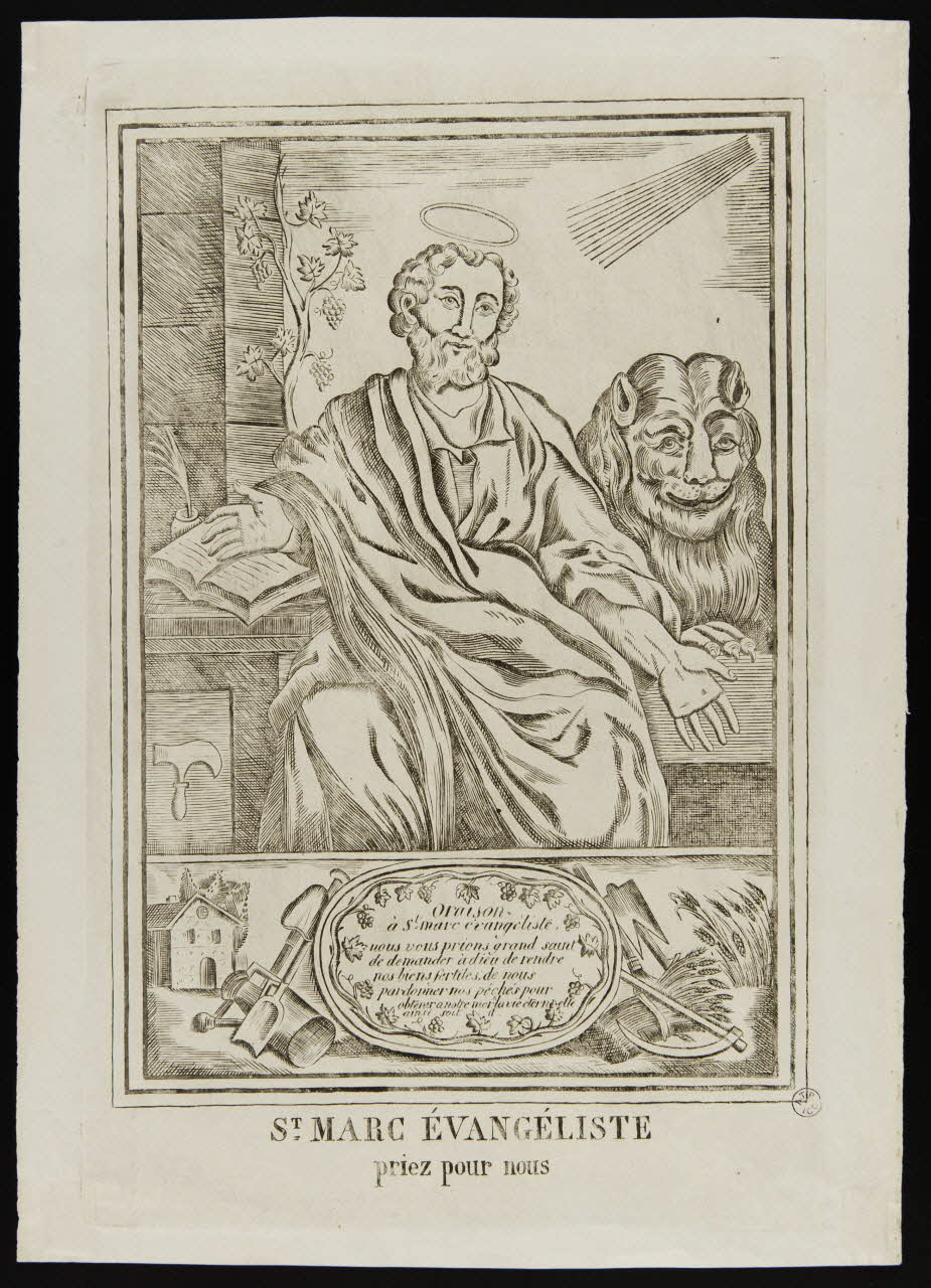 estampe ST MARC EVANGELISTE  priez pour nous 1947.17.4 Photo