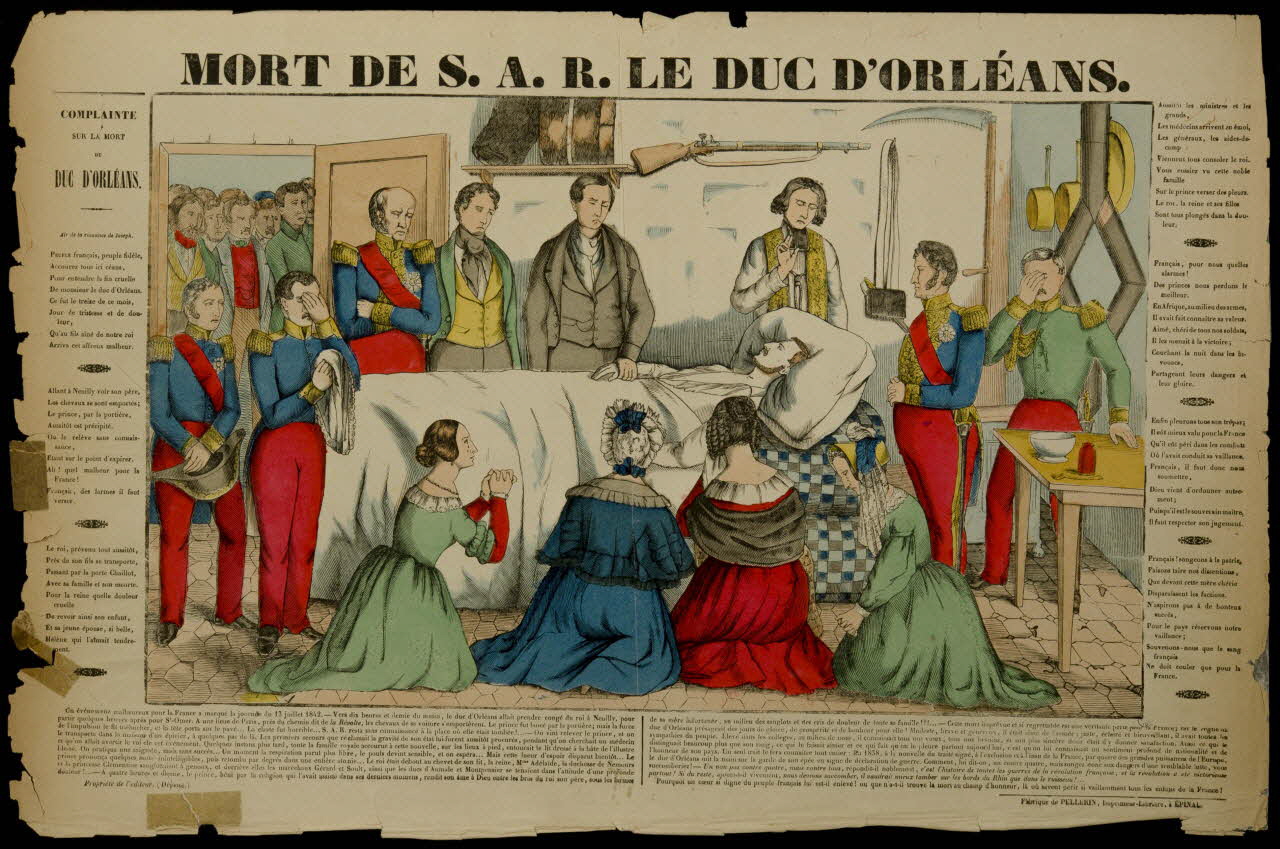 Pellerin imagerie ancienne MORT DE S. A. R. LE DUC D'ORLEANS. Lorraine, France 1842 1947.22.105 Photo