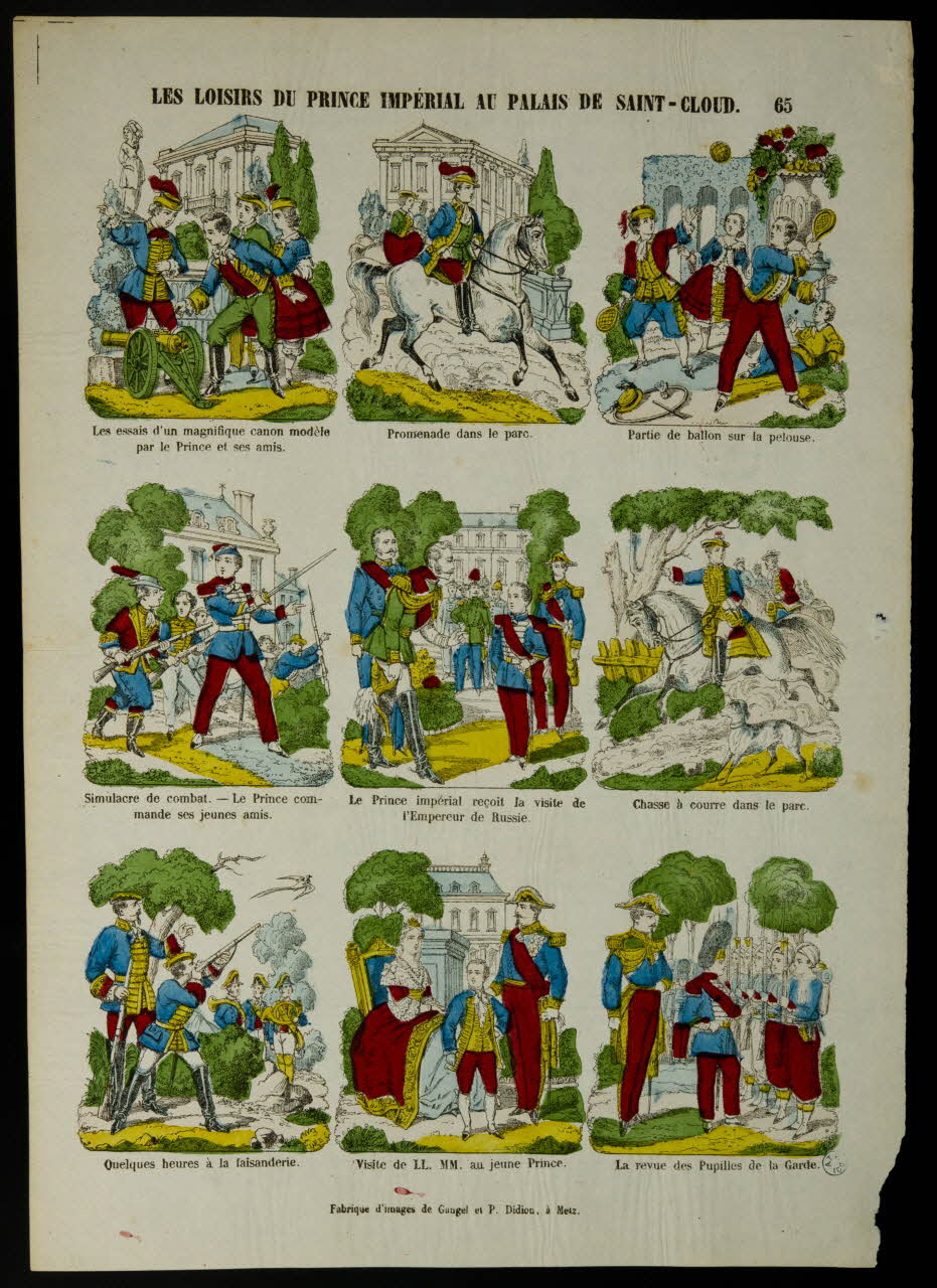 Gangel et Didion imagerie ancienne LES LOISIRS DU PRINCE IMPERIAL AU PALAIS DE SAINT-CLOUD. France 1858-1868 1947.22.108 Photo