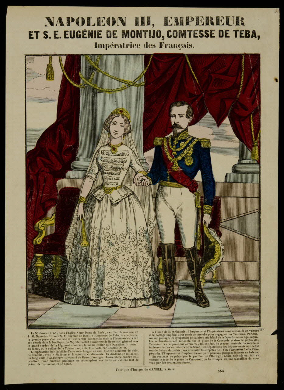 Charles Nicolas Gangel imagerie ancienne NAPOLEON III, EMPEREUR  ET S. E. EUGENIE DE MONTIJO, COMTESSE DE TEBA,  Impératrice des Français. France 1852-1858 1947.22.110 Photo