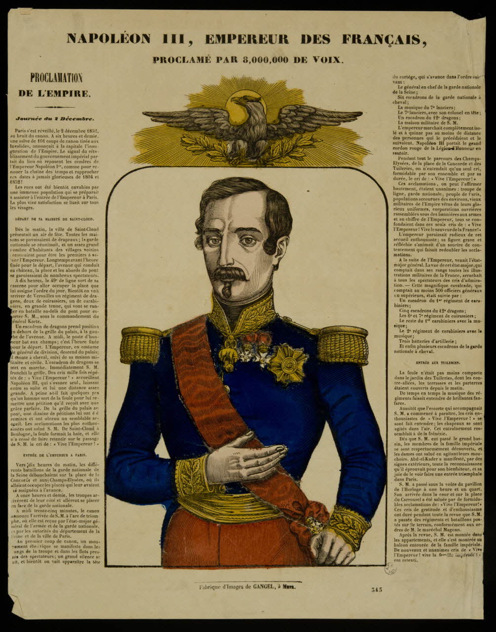 Charles Nicolas Gangel estampe NAPOLEON III, EMPEREUR DES FRANCAIS France 1852-1858 1947.22.111 Photo
