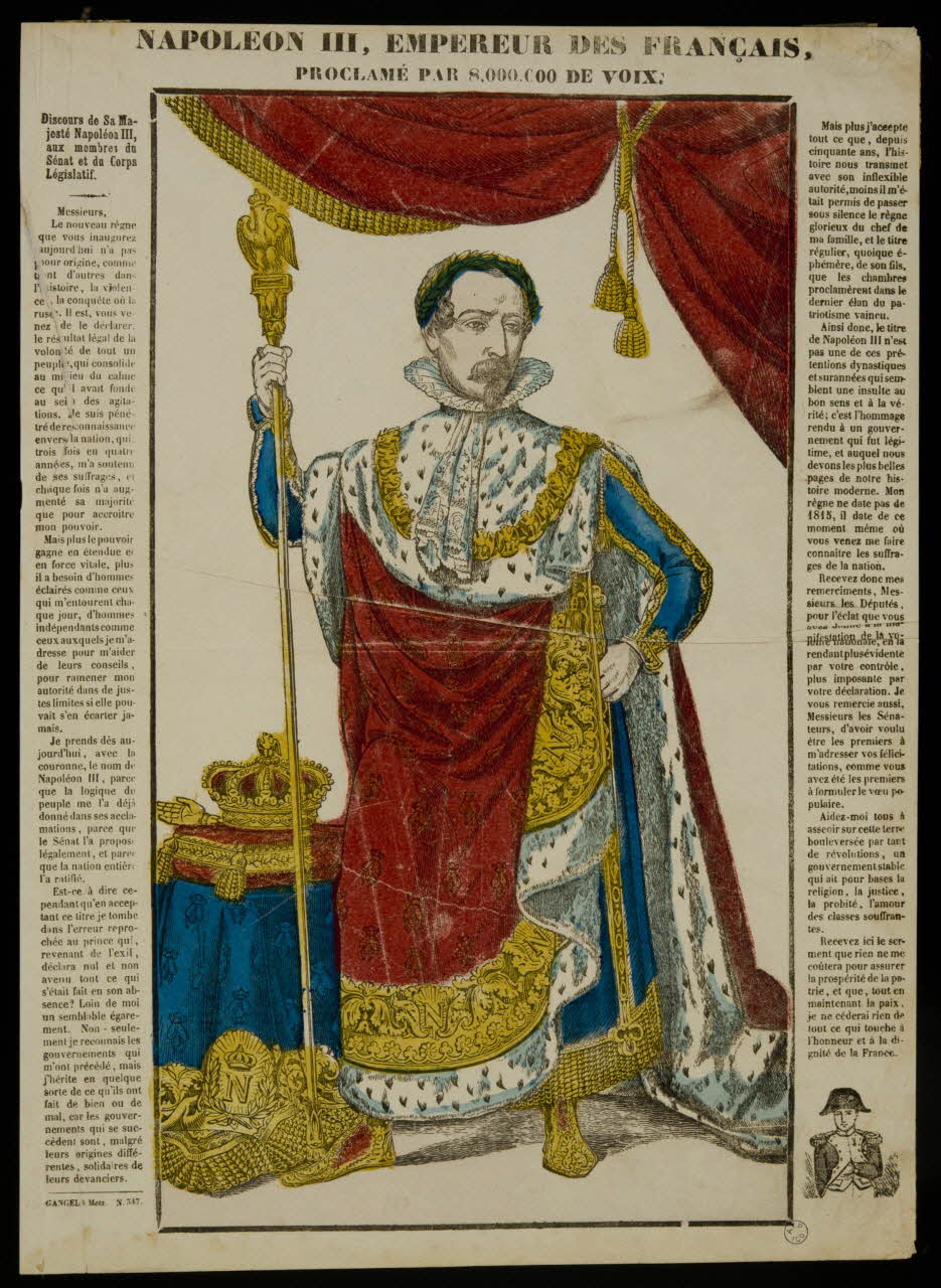 Charles Nicolas Gangel imagerie ancienne NAPOLEON III, EMPEREUR DES FRANCAIS,  PROCLAME PAR 8.000.000 DE VOIX. France 1852-1858 1947.22.112 Photo