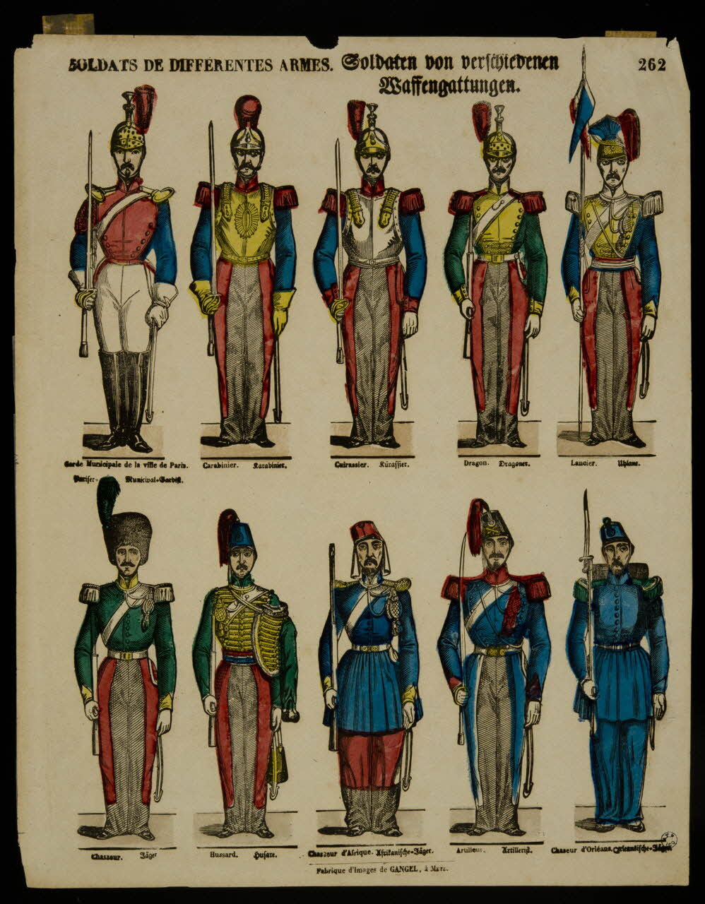 Charles Nicolas Gangel imagerie ancienne SOLDATS DE DIFFERENTES ARMEES. Metz 1852-1858 1947.22.135 Photo