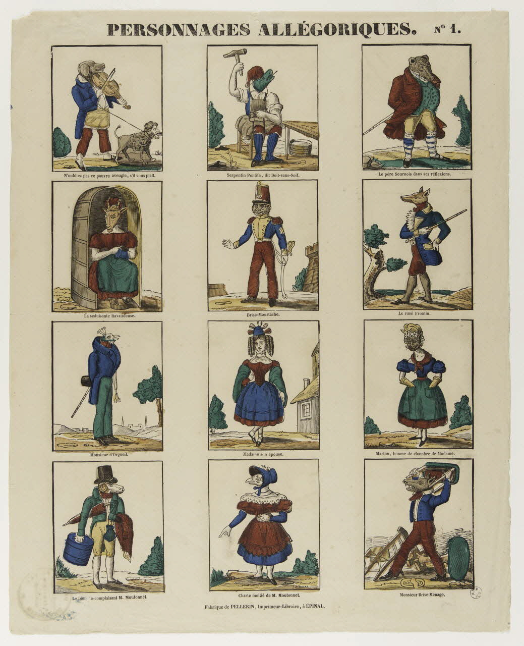 estampe PERSONNAGES ALLEGORIQUES. N°1. 1947.22.155 Photo