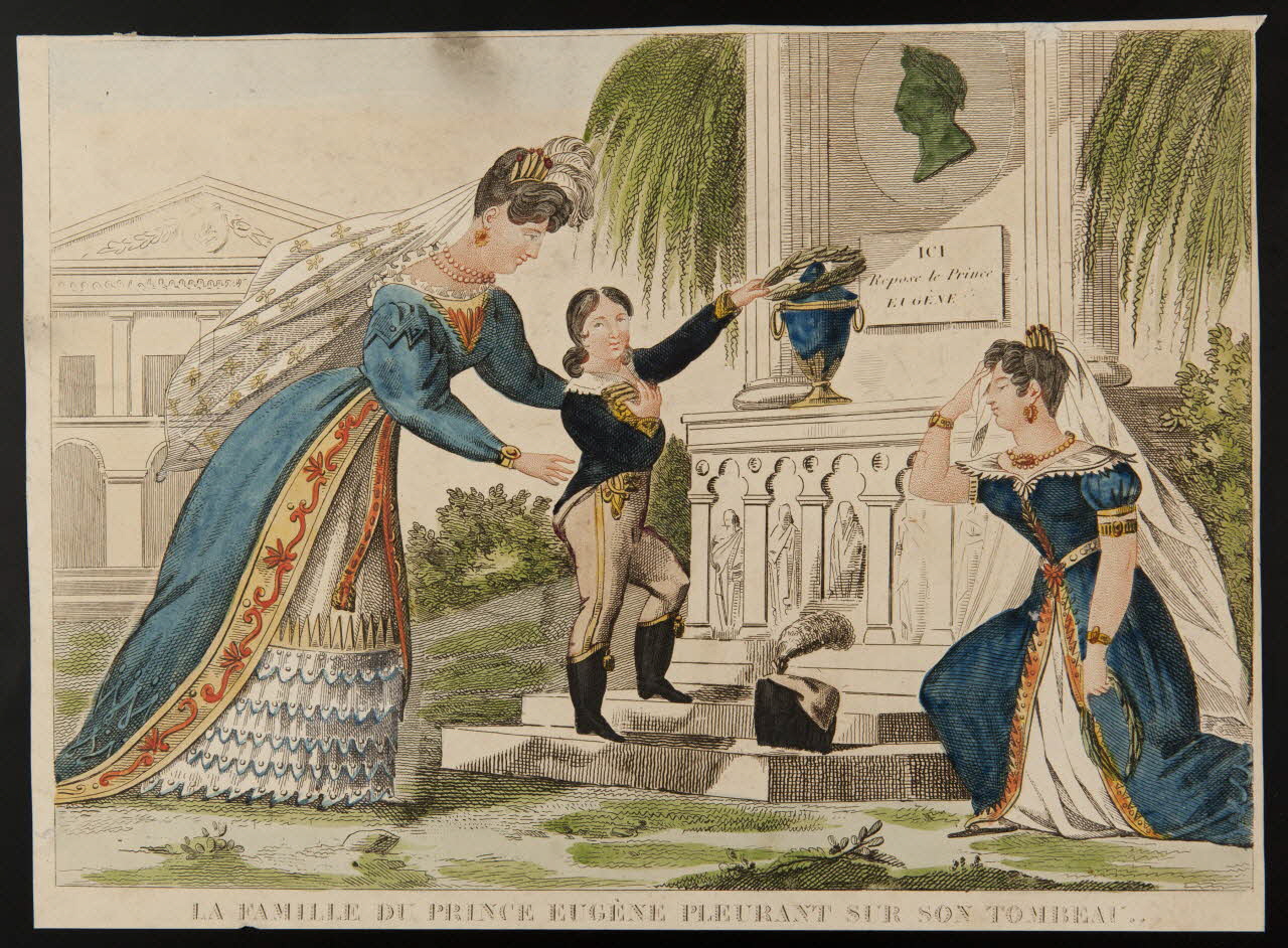 imagerie ancienne LA FAMILLE DU PRINCE EUGENE PLEURANT SUR SON TOMBEAU.. Paris 1824 1947.22.25 Photo