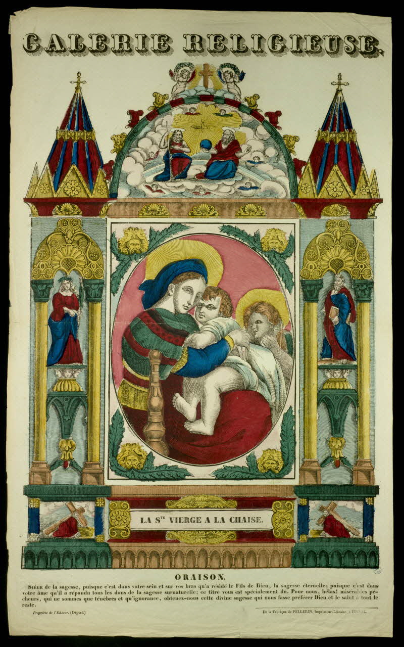 Wengling Nicolas ; Raphaël ; Pellerin imagerie ancienne GALERIE RELIGIEUSE  LA STE VIERGE A LA CHAISE. Lorraine, France 1837 1947.22.91 Photo