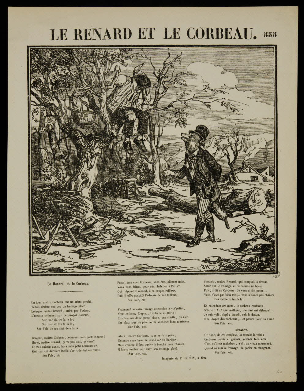 Paulin Didion estampe LE RENARD ET LE CORBEAU. Metz 1869-1879 1947.31.10 Photo