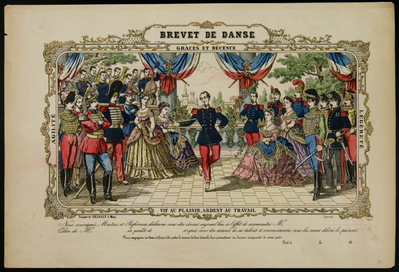 estampe BREVET DE DANSE. GRACES ET DECENCE 1947.31.19 Photo