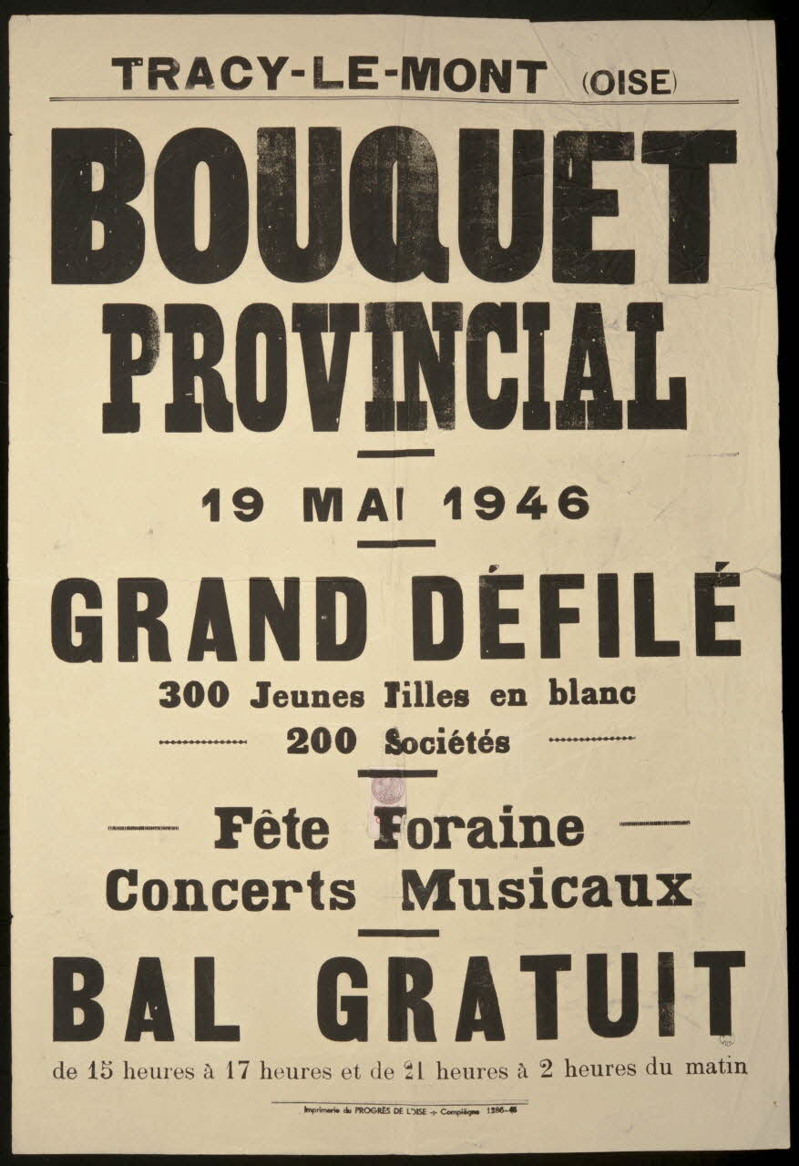 estampe TRACY-LE-MONT  BOUQUET  PROVINCIAL 1946 1947.61.2 Photo