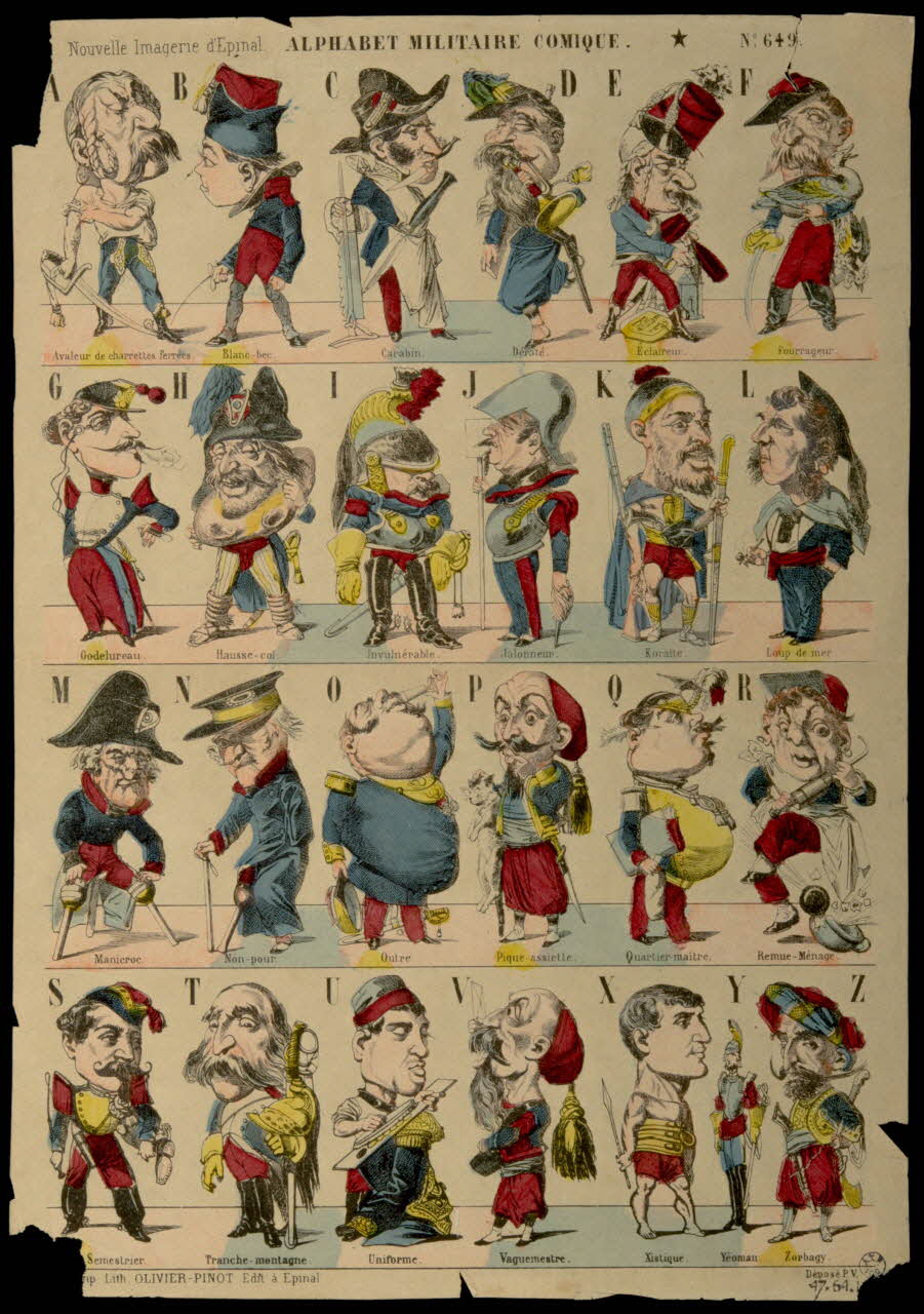 estampe ALPHABET MILITAIRE COMIQUE. 1947.64.14 Photo