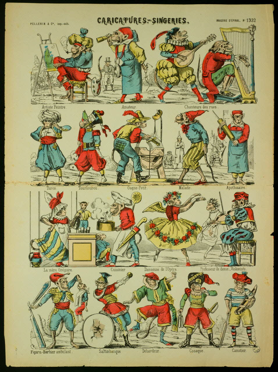 estampe CARICATURES. - SINGERIES. 1947.64.31 Photo