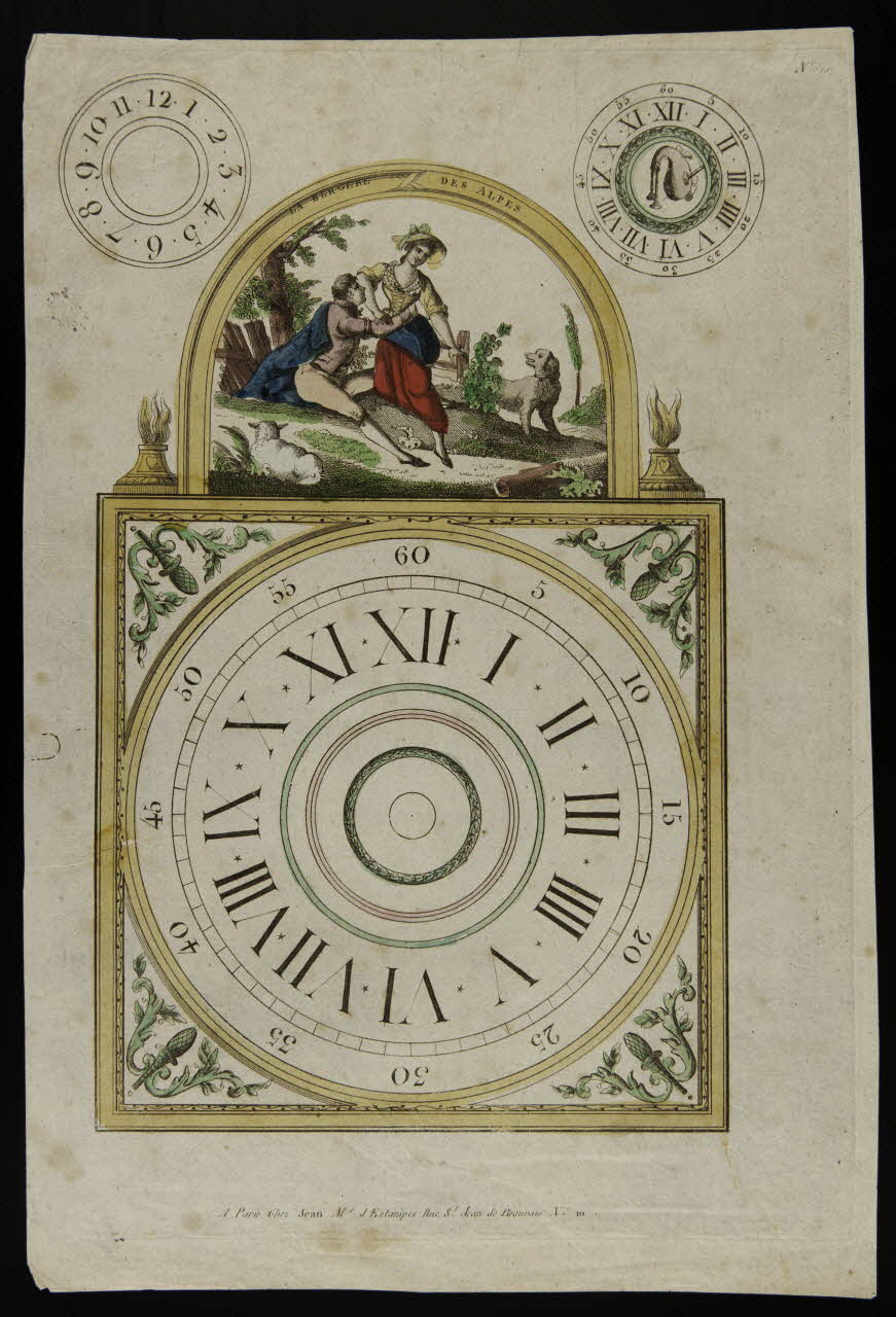 Jean Jean-Baptiste imagerie ancienne Cadran d'horloge : la bergère des Alpes Paris 1797-1821 1948.18.1 Photo