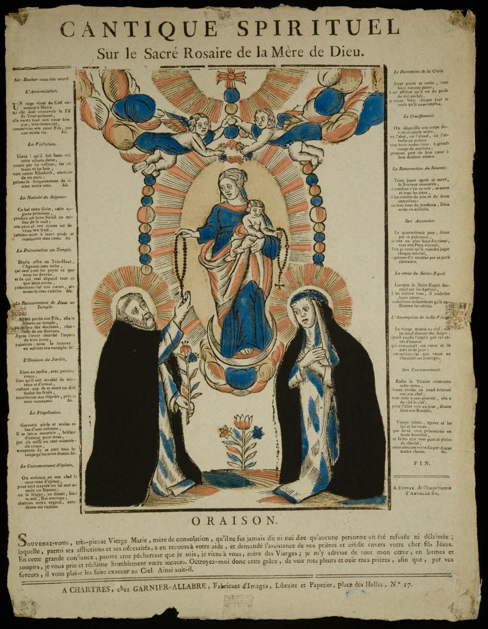 estampe CANTIQUE SPIRITUEL  Sur le Sacré Rosaire de la Mère de Dieu. 1948.18.110 Photo