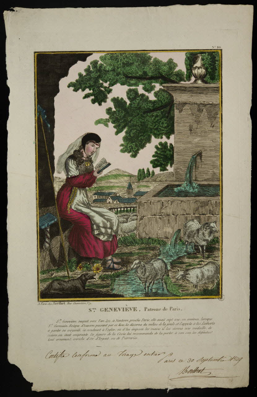 estampe STE. GENEVIEVE, Patrone de Paris. 1948.18.12 Photo