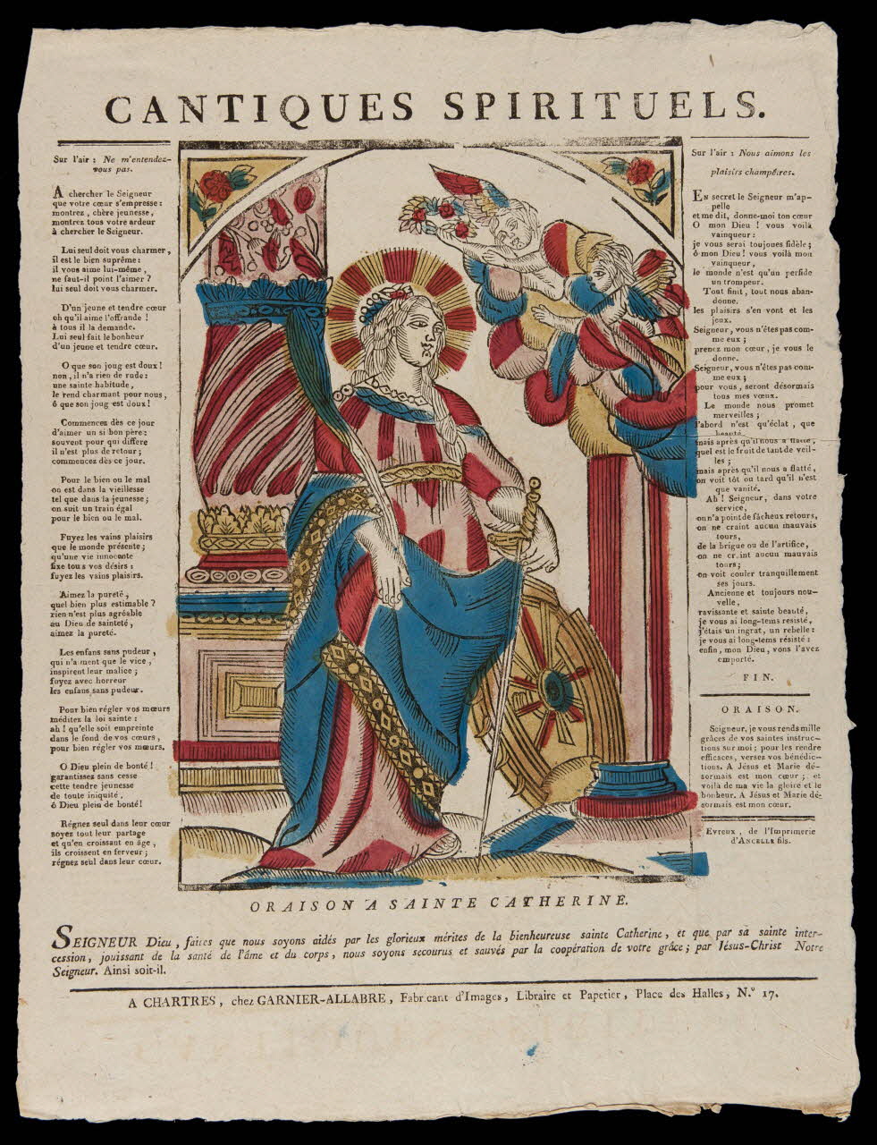 Jacques-Pierre Garnier-Allabre ; Pierre Paul Rubens imagerie ancienne CANTIQUES SPIRITUELS.  ORAISON A SAINTE CATHERINE. Centre-Val de Loire, France 1815-1823 1948.18.131 Photo