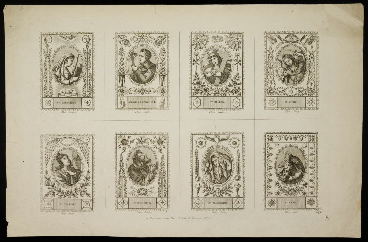Jean Jean-Baptiste imagerie ancienne Planche de saints (Ste Geneviève [...] St. Denis) Paris 1797-1821 1948.18.61 Photo