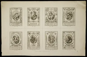 Jean Jean-Baptiste imagerie ancienne Planche de saints (Ste Geneviève [...] St. Denis) Paris 1797-1821 1948.18.61 Photo