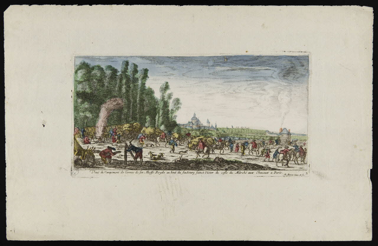 imagerie ancienne Veüe du Campement de l'armée de son Altesse Royale au bout du faubourg Saint Victor du coste du Marché aux Chevaux a Paris. 1948.18.81 Photo