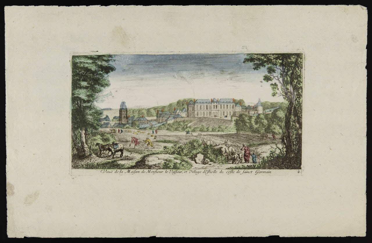 imagerie ancienne Veüe de la Maison de Monsieur le Vasseur, et Village d'Estiolle du coste de Sainct Germain 1948.18.86 Photo