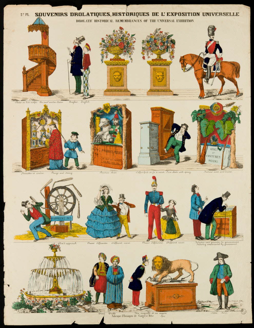Charles Nicolas Gangel estampe SOUVENIR DROLATIQUES, HISTORIQUES DE L'EXPOSITION UNIVERSELLE. Metz 1852-1858 1948.26.14 Photo