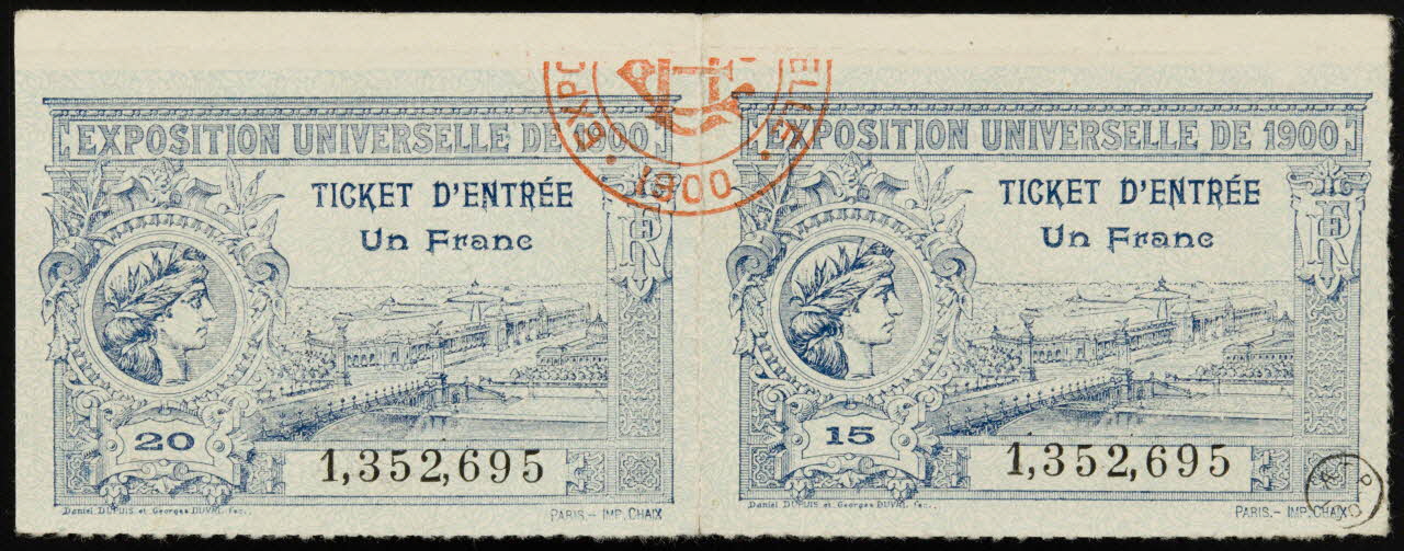 estampe EXPOSITION UNIVERSELLE DE 1900  TICKET D'ENTREE 1948.34.1 Photo