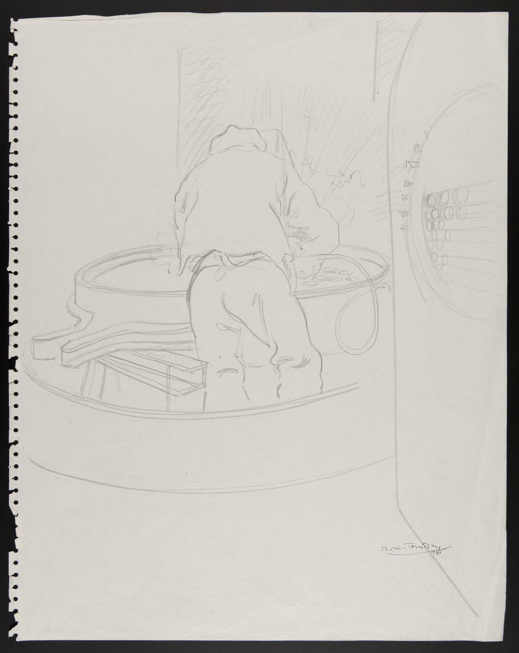 Boris Taslitzky dessin Ouvrier de dos travaillant 1946 1948.48.5 Photo