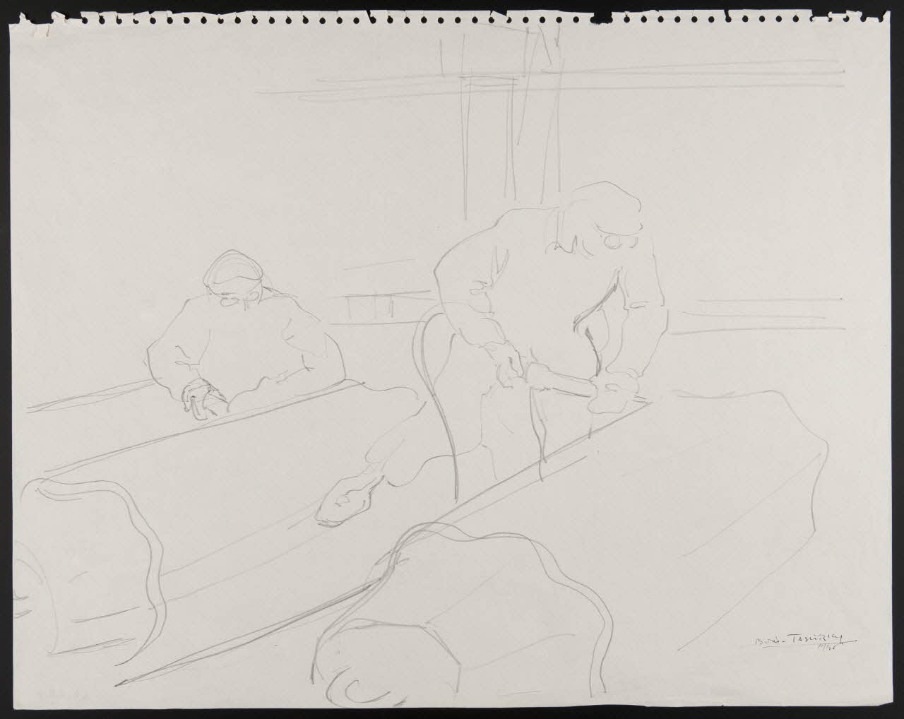 Boris Taslitzky dessin Ouvriers de face travaillant 1946 1948.48.6 Photo
