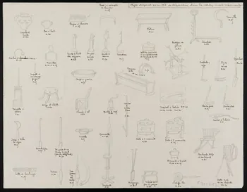 Emile Violet dessin Objets disparus ou en voie de disparition dans la maison rurale mâconnaise. Hurigny 1936 1948.54.1 Photo