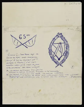 Lucien Marceron Dr. dessin Tatouage - charpentier 65eme (régiment à Nantes) - 1894 1943 1948.56.2 Photo