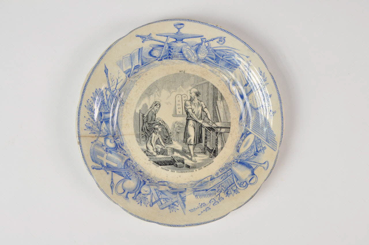 assiette St Joseph patron des charpentiers et des menuisiers 1968.100.202 Photo Mucem