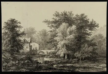 Bléry Eugène Stanislas Alexandre dessin Moulin à eau dans un paysage à Ganges (Hérault) 1949 1949.31.1 Photo