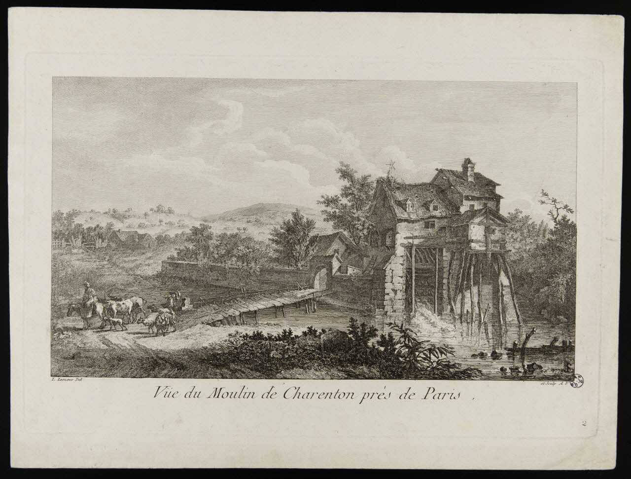 Lesueur Louis ; A.F. estampe Vue du Moulin de Charenton près de Paris. 1773-1783 1949.31.111 Photo