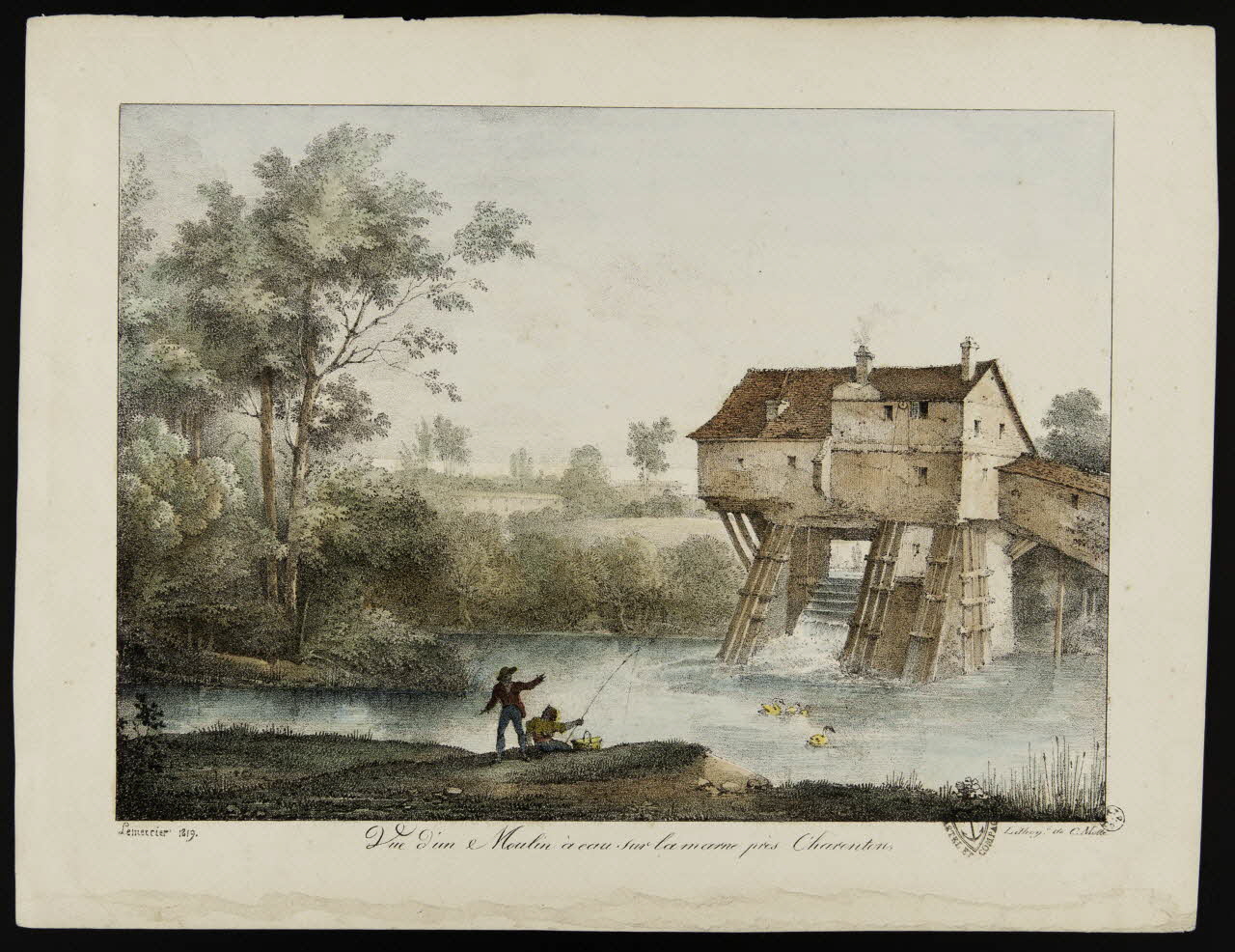 Charles C. Motte ; Castel et Cie estampe Vue d'un Moulin à eau sur la marne près Charenton 1814-1824 1949.31.114 Photo