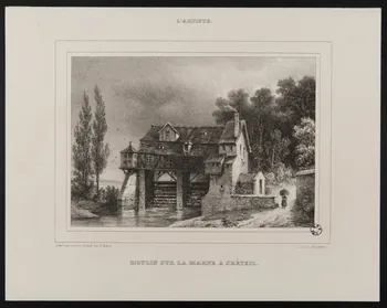 Breton E. ; L'Artiste ; Georges J. Frey estampe MOULIN SUR LA MARNE A CRETEIL. 1837 1949.31.125 Photo