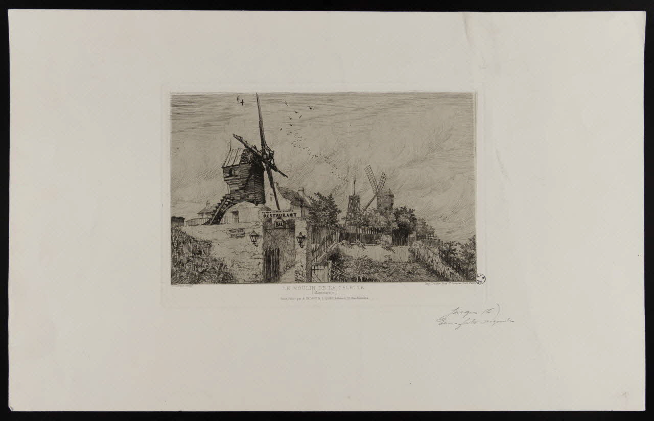 Jacque Léon ; Delâtre ; Cadart A. et Luquet ; D estampe LE MOULIN DE LA GALETTE.  (Montmartre.) Paris 1863-1867 1949.31.132 Photo