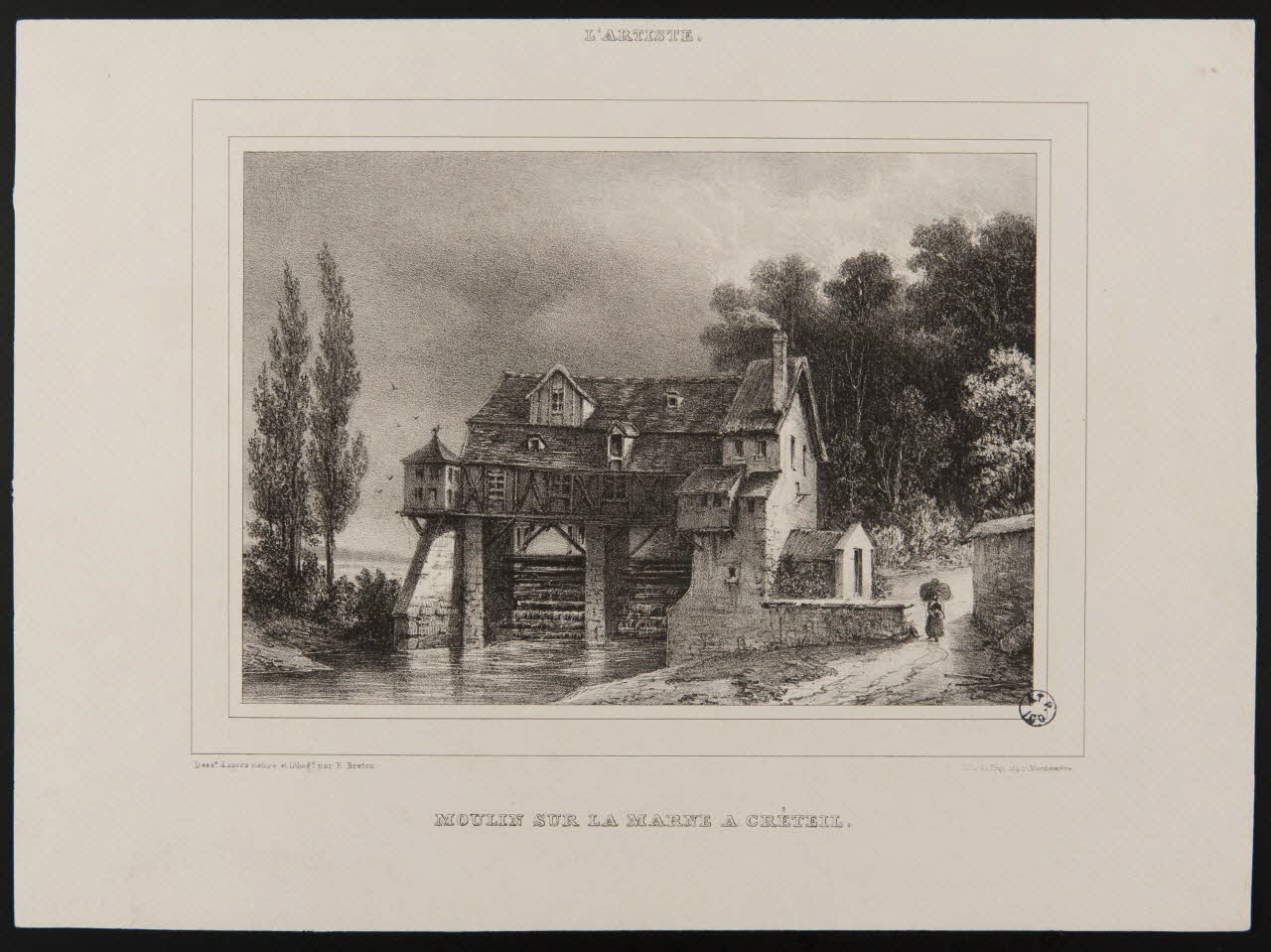 estampe L'ARTISTE.  MOULIN SUR LA MARNE A CRETEIL. 1949.31.136 Photo
