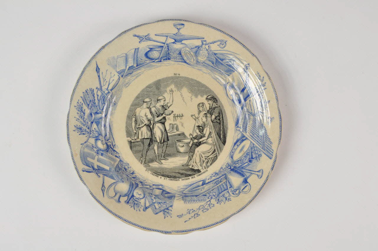 assiette St Crépin et st Crépinien patron des cordoniers (sic) 1968.100.205 Photo Mucem