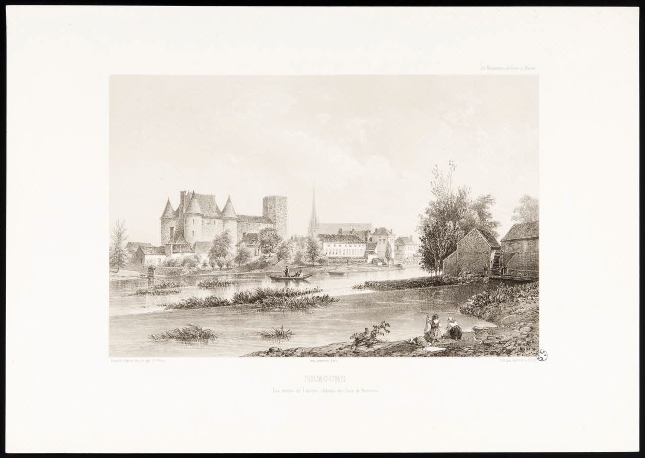 Charles M. Fichot ; Jacottet Louis Julien ; Lemer estampe NEMOURS  Les restes de l'ancien château des Ducs de Nemours. Paris 1903 1949.31.142 Photo