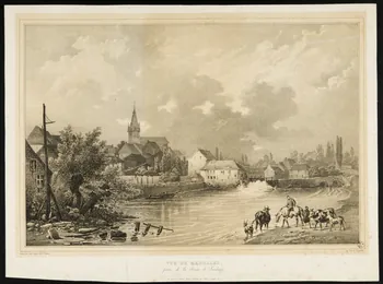 Joly ; Victor Adam ; Langlumé J. ; Saz estampe VUE DE MAROLLES,  prise de la Route de Landrecy 1866 1949.31.144 Photo