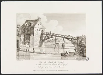 Veyrenc ; Beaujean estampe Vue du Moulin de Noisiel,  sur la Marne, au dessous de Lagny Paris 1837 1949.31.145  Photo