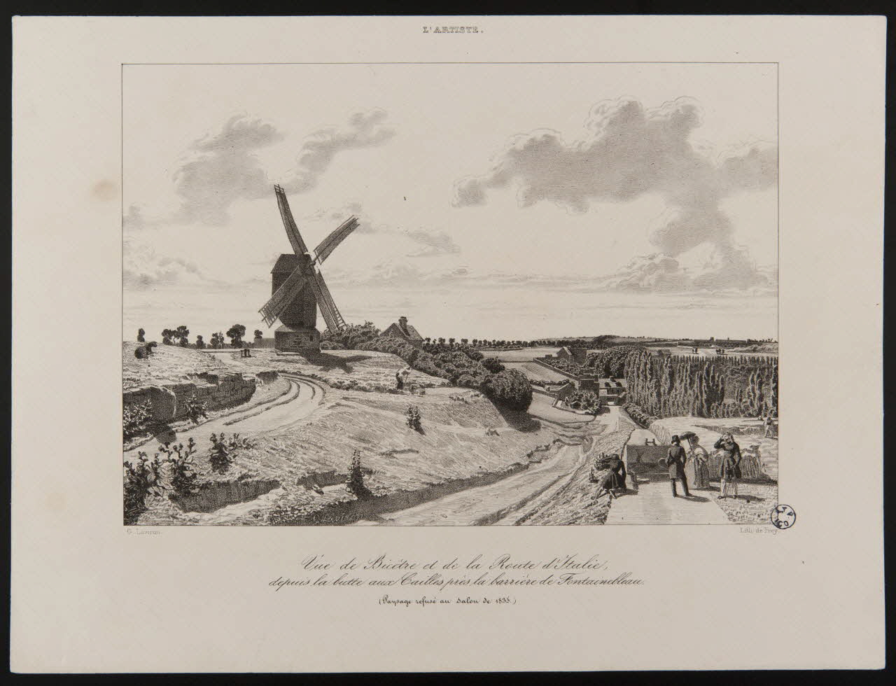 estampe Vue de Bicêtre de la Route D'Italie,  depuis la butte aux Cailles près la barrière de Fontainebleau. 1949.31.155 Photo