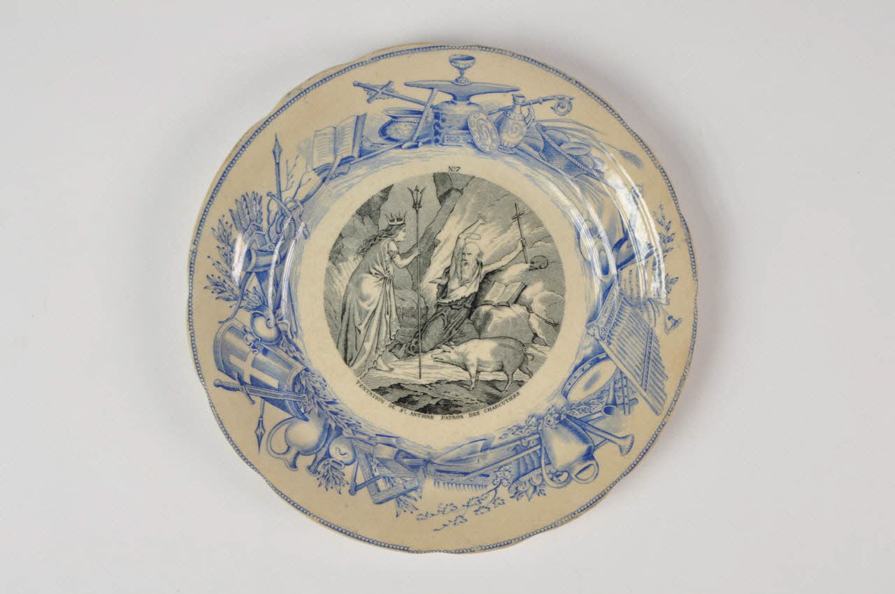 assiette Tentation de st ANtoine patron des charcutiers 1968.100.206 Photo Mucem