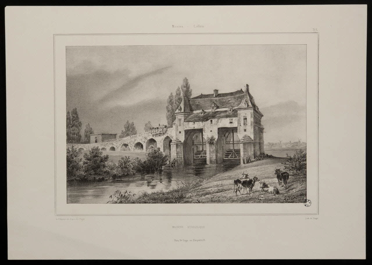 Jean-Louis Tirpenne ; Edouard Pingret ; Turg estampe Maisons-Laffitte  MACHINE HYDRAULIQUE Paris 1835 1949.31.159 Photo