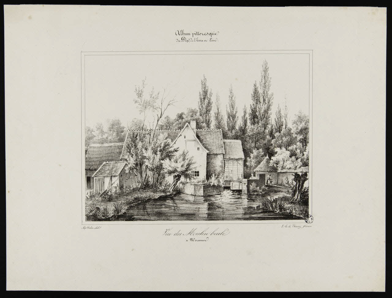 Galon Alphonse ; Thierry Frères estampe Vue du Moulin brûlé  à Morancez 1835 1949.31.176 Photo