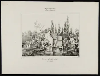 Galon Alphonse ; Thierry Frères estampe Vue du Moulin brûlé  à Morancez 1835 1949.31.176 Photo