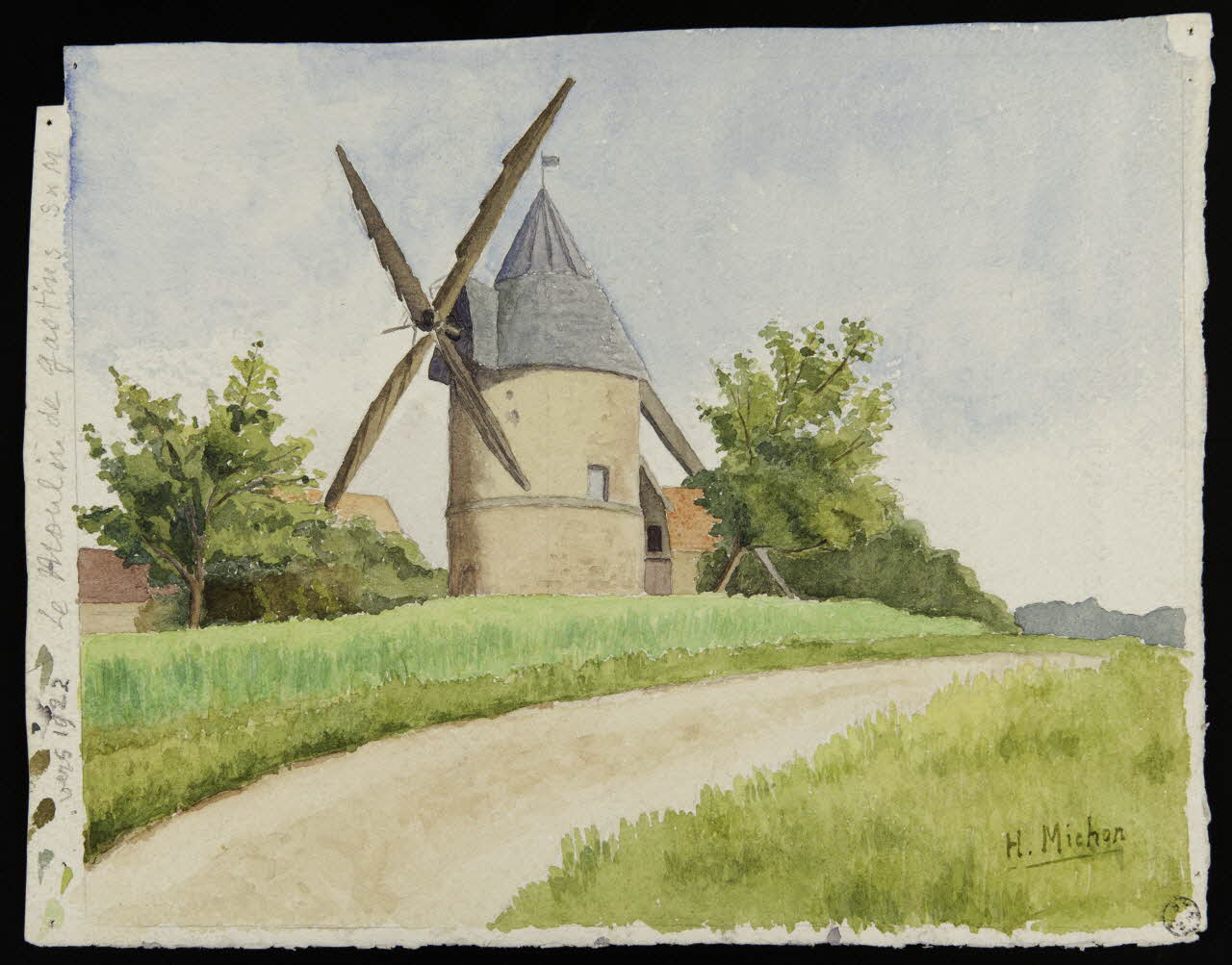 Michon H. dessin double face Moulin de Gastins (Seine-et-Marne) 1917-1927 1949.31.18 Photo