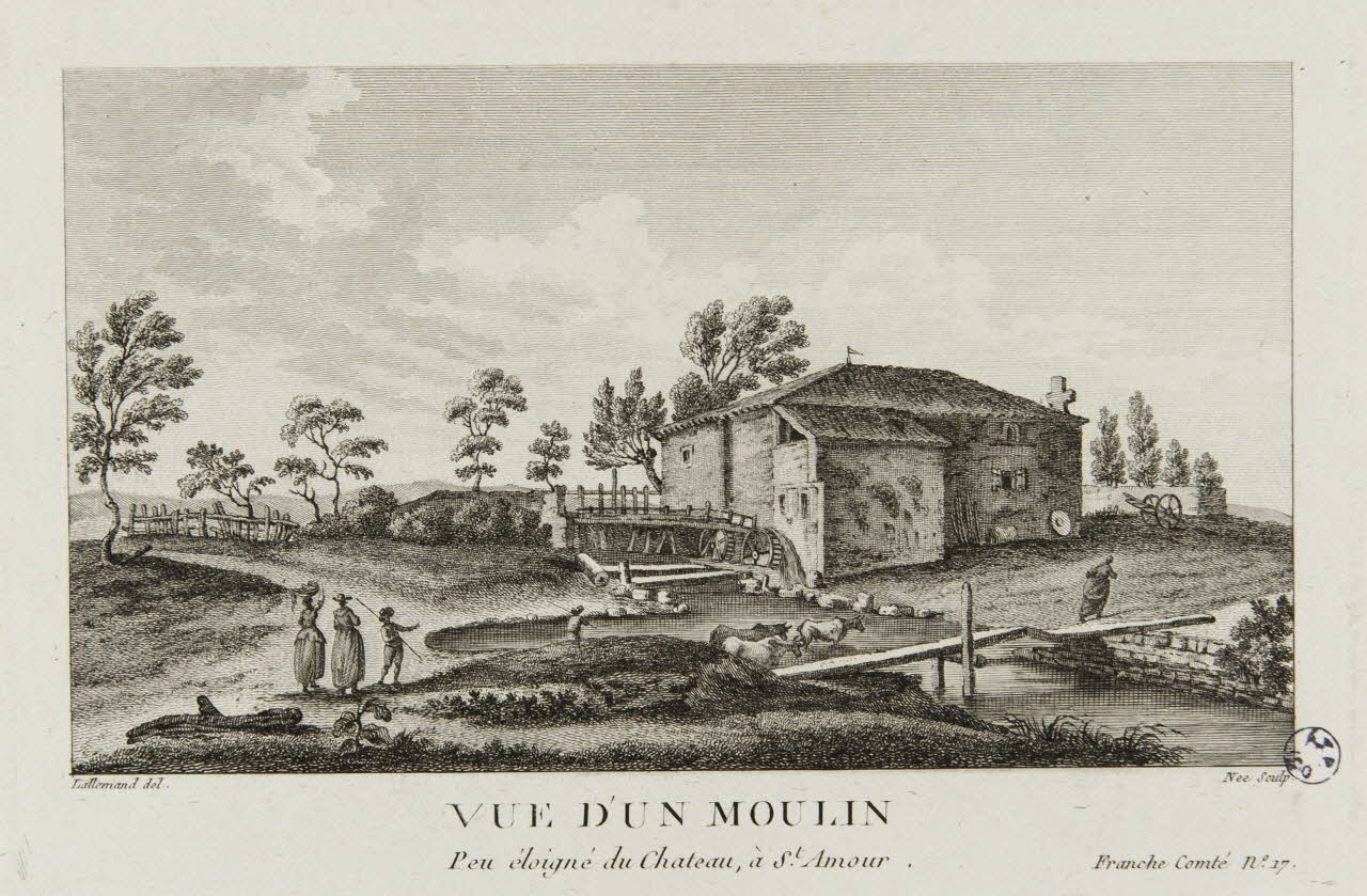 estampe VUE D'UN MOULIN  Peu éloigné du Chateau, à St. Amour. 1949.31.198 Photo