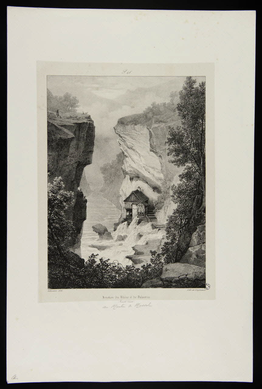 Villeneuve ; Godefroy Engelmann estampe Jonction du Rhône et de Valserine.  Franche Comté 1821-1831 1949.31.200 Photo