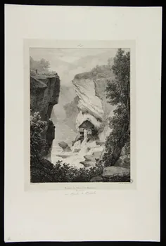Villeneuve ; Godefroy Engelmann estampe Jonction du Rhône et de Valserine.  Franche Comté 1821-1831 1949.31.200 Photo
