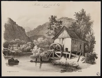 Burch Jacques Hippolyte van der estampe Moulin à eau près de Gap  (Dauphiné.) 1856 1949.31.202 Photo